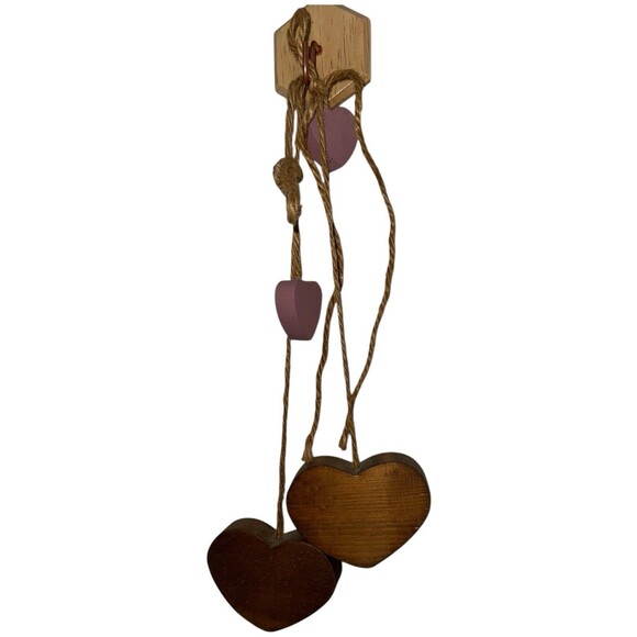 Vintage Wooden Heart Hanging Decor Set Country Grandmacore Primitive Wall Art - Picture 6 of 13